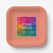 Ihr Foto oder Logo hier Lachs Pfirsichplatz Pappteller (Vorderseite)