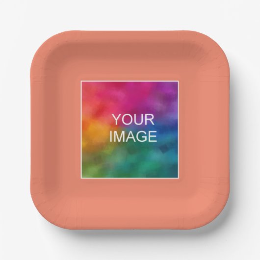 Ihr Foto oder Logo hier Lachs Pfirsichplatz Pappteller (Vorderseite)