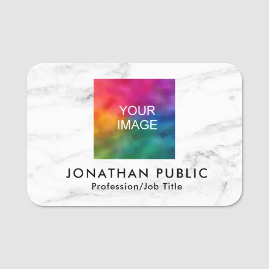 Ihr Foto oder Logo hier Modern Template Marble Namensschild (Vorderseite)