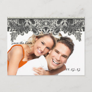 Ihr Foto Paisley Peacock in Grau Save the Date Ankündigungspostkarte