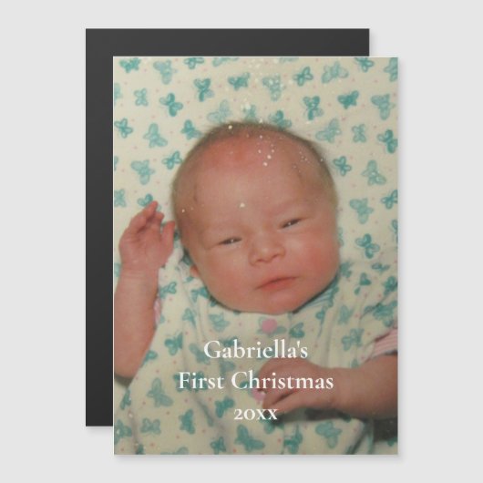 Ihr Foto Personalisiertes Baby Erste Weihnachten Magnetkarte (Vorne/Hinten)