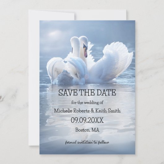 Ihr Foto QR Swan Lake Save the Date Karte (Vorderseite)