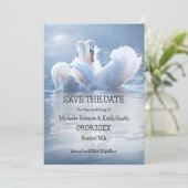 Ihr Foto QR Swan Lake Save the Date Karte (Stehend Vorderseite)