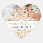 Ihr Foto Romantisches HerzLeaf Rose Gold Rosa Tree Herz-Aufkleber (Vorderseite)