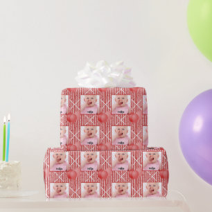 Ihr Foto-Rot/Weiß-Muster Geschenkpapier