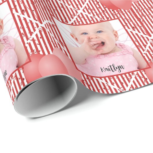 Ihr Foto-Rot/Weiß-Muster Geschenkpapier (Rolleneckpunkt)