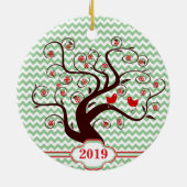 Ihr Foto Rote Vögel Swirl Baum Weihnachtsschmuck (Hinten)