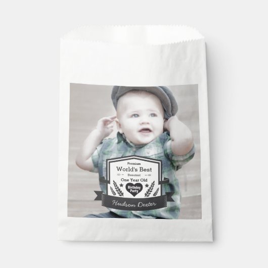 Ihr Foto Rustikale Chalkboard Folklore Art 1 Jahr Geschenktütchen (Vorderseite)