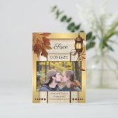 Ihr Foto Rustikale Herbstlaube Gold Save the Date Postkarte (Stehend Vorderseite)