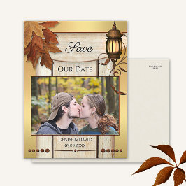 Ihr Foto Rustikale Herbstlaube Gold Save the Date Postkarte