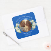 Ihr Foto, Save the Date, Cobalt Blue & White Quadratischer Aufkleber (Umschlag)