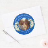 Ihr Foto, Save the Date, Cobalt Blue & White Runder Aufkleber (Umschlag)