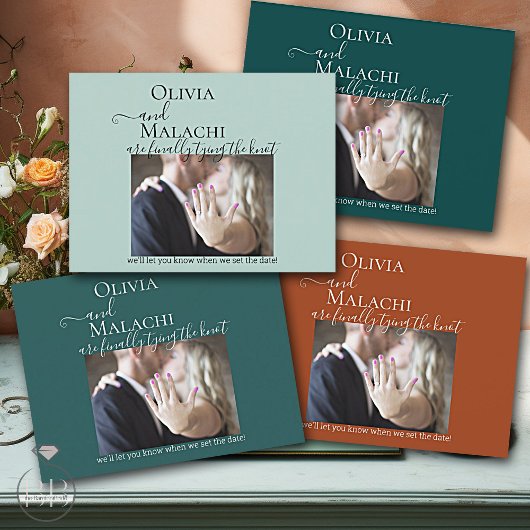 Ihr Foto schließlich bindet die Verlobung des Knot Ankündigungspostkarte