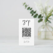 Ihr Foto, schwarz-weiß QR Code Hochzeit RSVP Begleitkarte (Stehend Vorderseite)