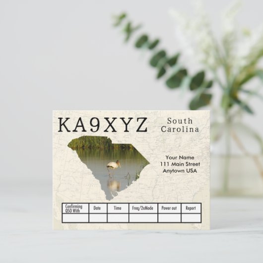 Ihr Foto South Carolina Shaped Cutout Custom QSL Postkarte (Stehend Vorderseite)