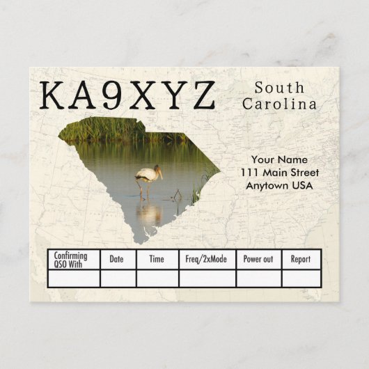 Ihr Foto South Carolina Shaped Cutout Custom QSL Postkarte (Vorderseite)