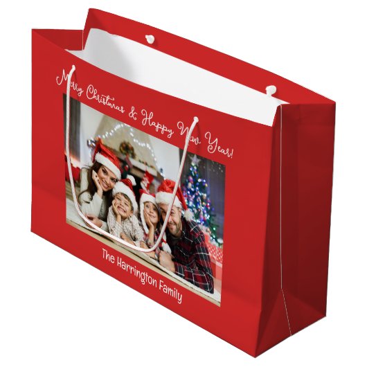 IHR Foto & Text benutzerdefiniert Große Geschenktüte (Vorderseite Schrägansicht)