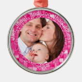 Ihr Foto & Text - Duo Fuchsia Fliesenmuster Ornament Aus Metall (Vorne)