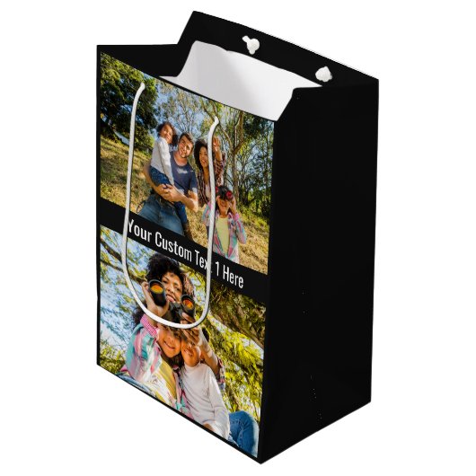 Ihr Foto, Text & Farbe - Medium-Geschenktasche Mittlere Geschenktüte (Vorderseite Schrägansicht)