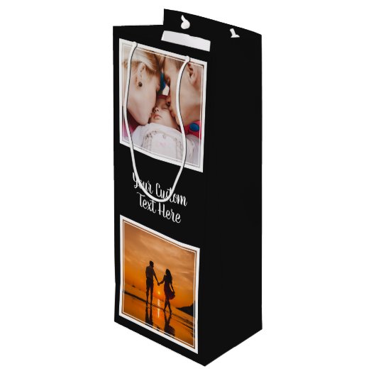 Ihr Foto, Text & Farbe Weinbeutel Geschenktüte Für Weinflaschen (Rückseite Schrägansicht)