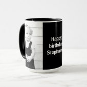 Ihr Foto Text glücklich Geburtstag Einfach Schwarz Tasse (Vorderseite Links)