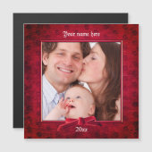 Ihr Foto | Tief roter Texturrahmen Magnetkarte (Vorne/Hinten)