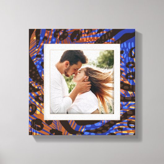 Ihr Foto Tiermuster Leopard Blue Brown Tan Leinwanddruck (Vorderseite)