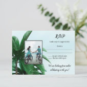 Ihr Foto Tropical Palm Tree Beach Hochzeit UAWG Einladung (Stehend Vorderseite)