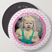 Ihr Foto und Ihr Alter: Geburtstag Zahlenmuster Ro Button (Vorne & Hinten)
