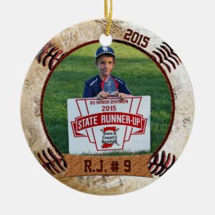 Ihr FOTO und Ihr NAME auf dem Coolen Baseball-Orna Keramik Ornament