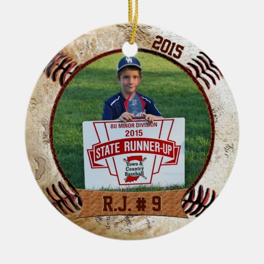 Ihr FOTO und Ihr NAME auf dem Coolen Baseball-Orna Keramik Ornament (Vorne)