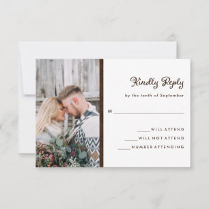 Ihr Foto und Ihr rustikaler HolzLook   Hochzeit RSVP Karte