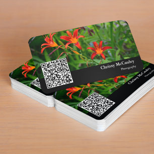 Ihr Foto und QR Code Schwarz Visitenkarte