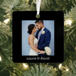 Ihr Foto und Text auf Personalisierter Hochzeit Ornament Aus Metall