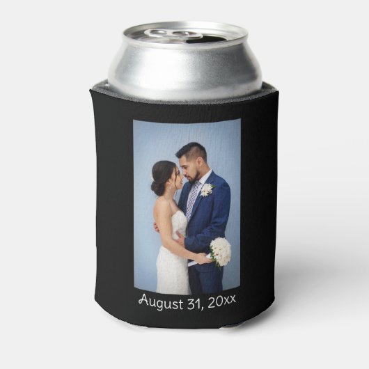 Ihr Foto und Text auf Schwarz Personalisiert Dosenkühler (Kanne Rückseite)