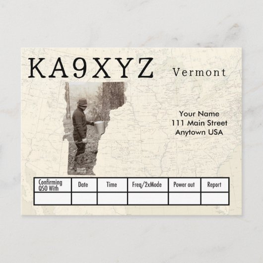 Ihr Foto Vermont Shaped Cutout Custom QSL Postkarte (Vorderseite)