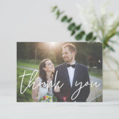 Ihr Foto Vielen Dank, dass Sie Landschaft handschr Dankeskarte (Stehend Vorderseite)