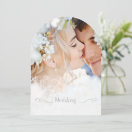 Ihr Foto Vintag Damask Black Schriftart Hochzeit Einladung