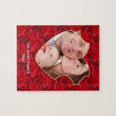 Ihr Foto: Weihnachts-Rote Rose-Muster Herzrahmen Puzzle (Horizontal)