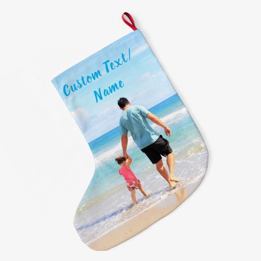 Ihr Foto Weihnachts-Strumpf Benutzerdefinierter Te Großer Weihnachtsstrumpf (Rückseite (Hängend))