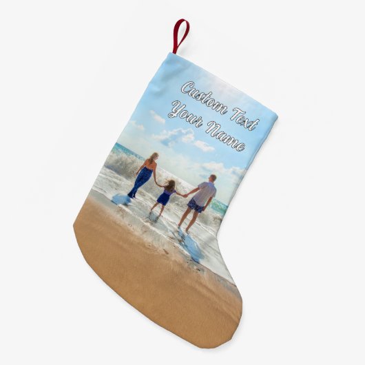 Ihr Foto Weihnachts-Strumpf und Ihr eigener Textna Kleiner Weihnachtsstrumpf (Vorderansicht (hängend))
