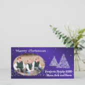 Ihr Foto Weihnachtsbaum Blue Feiertagskarte (Stehend Vorderseite)