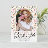 Ihr Foto zur Wildblume Graduation Party Einladung (Stehend Vorderseite)