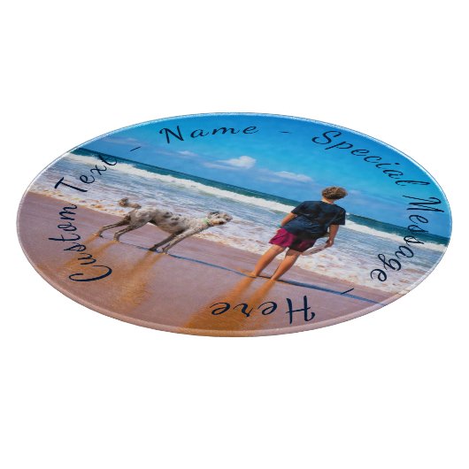 Ihr Foto-Zuschnitt mit benutzerdefiniertem Text Schneidebrett (Ecke)