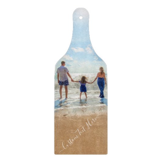 Ihr Foto-Zuschnitt mit benutzerdefiniertem Text Schneidebrett (Vorderseite)