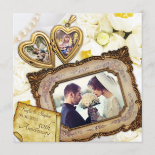 Ihr Fotos Herz-Anhänger Antikrahmen Jubiläum Einladung