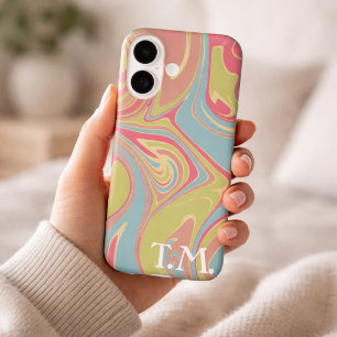 Ihr Geburtstagsgeschenk Rosa und grüner Marmor-Mon Case-Mate iPhone Hülle