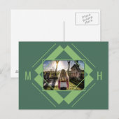 Ihr geometrisches Foto- und Monogramm-Muster Postkarte (Vorne/Hinten)