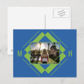 Ihr geometrisches Foto- und Monogramm-Muster Postkarte (Vorne/Hinten)