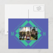 Ihr geometrisches Foto- und Monogramm-Muster Postkarte (Vorne/Hinten)